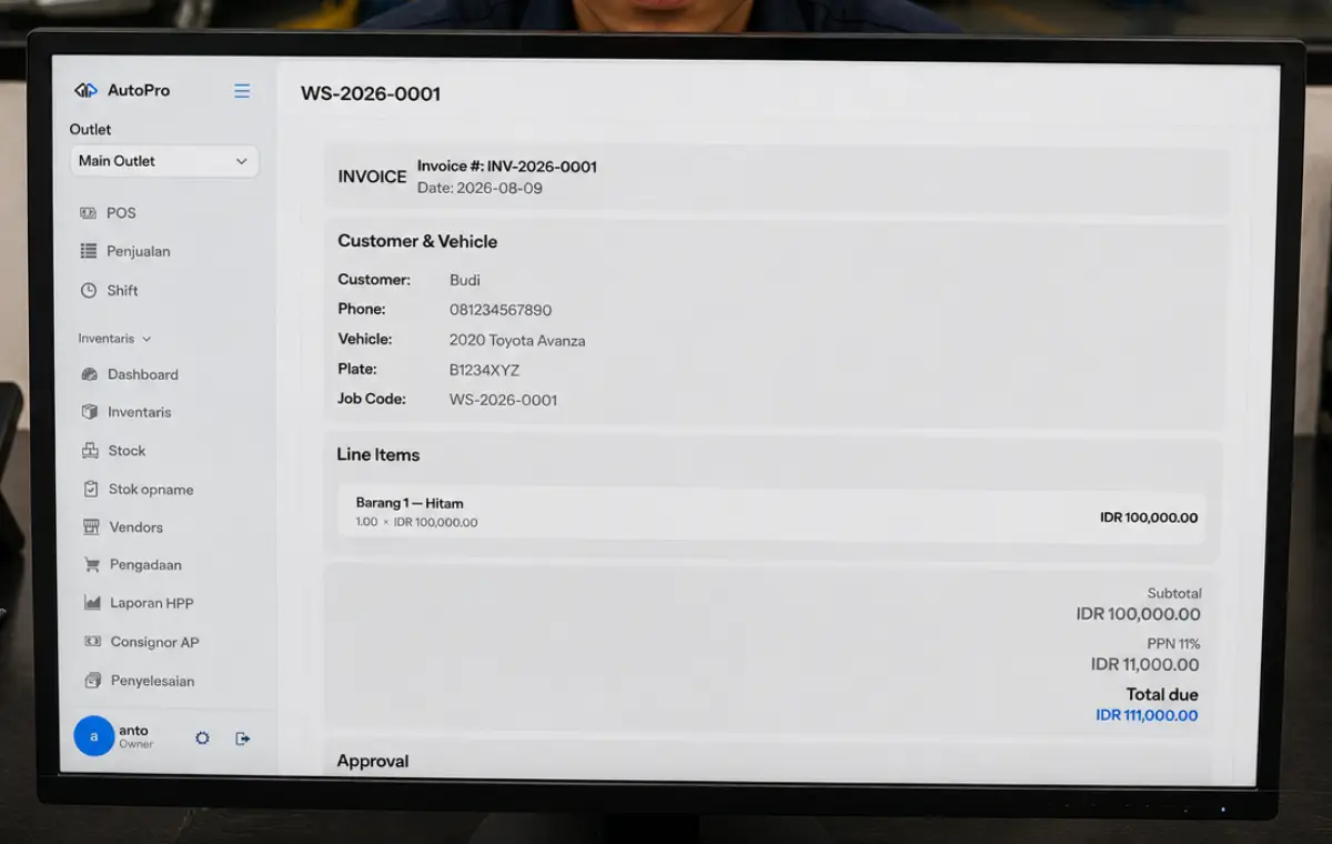 Preview tahap Biaya aktual dikunci